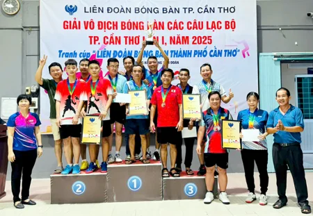 Đội phường Vị Tân vô địch giải bóng bàn các CLB Cần Thơ lần I-2025 